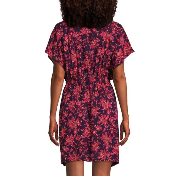 NWT LANDS’ END Floral Kaftan Cover-up Mini Dress - Picture 3 of 14